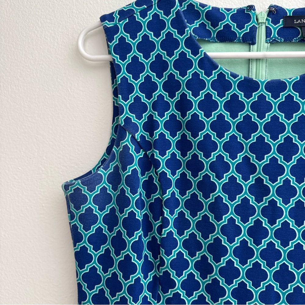 Lands' End Blue and Green Geometric Midi Dress - Picture 2 of 11